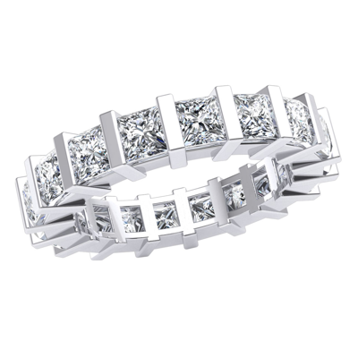 Pre-owned Jewelwesell Natural 4.50ct Bar Set Wedding Band Eternity Ring Princess Cut Diamond 18k Gold