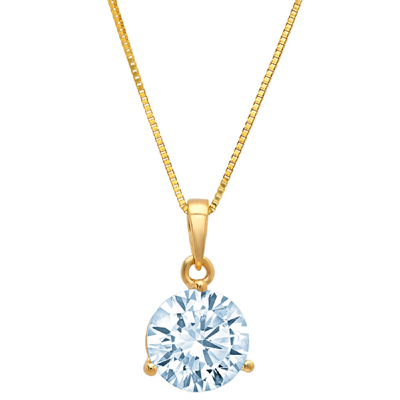 Pre-owned Pucci 2.0 Ct Round Classic Sky Blue Topaz Pendant Necklace 18" Chain 14k Yellow Gold In D