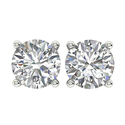 Pre-owned Limor Solitaire Stud Earrings Si1 0.45 Carat Round Diamond Screw Back 14k White Gold