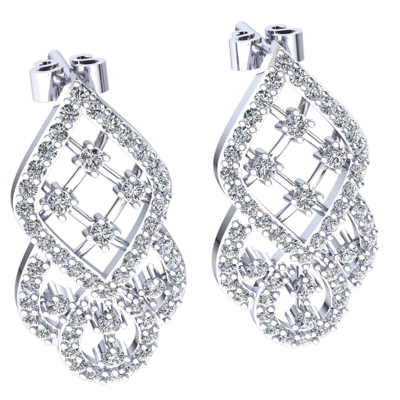Pre-owned Jewelwesell Genuine 0.95ct Round Cut Diamond Ladies Bridal Drop Earrings Solid 18k Gold