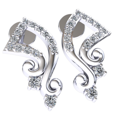 Pre-owned Jewelwesell Real 0.2carat Round Cut Diamond Ladies Musical Note Earrings Solid 14k Gold In H