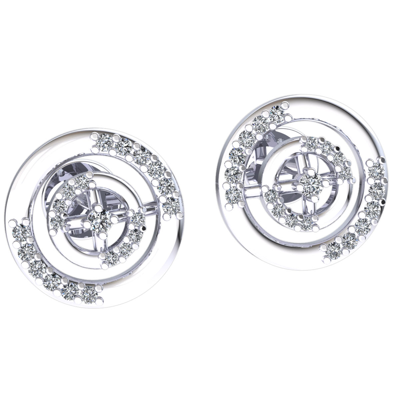 Pre-owned Jewelwesell Genuine 0.15ctw Round Cut Diamond Ladies Circle Halo Stud Earrings 14k Gold