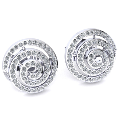 Pre-owned Jewelwesell Genuine 0.6ct Round Cut Diamond Ladies Swirl Studs Earrings Solid 14k Gold In H