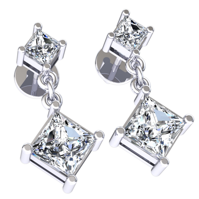 Pre-owned Jewelwesell 1.5ct Genuine Round Cut Diamond Ladies Solitaire Drop Earrings Solid 10k Gold