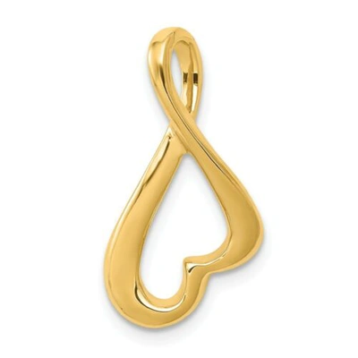 Pre-owned Goldia 14k Yellow Gold Polish Fancy Heart Shape Endless Omega Slide Charm For Necklace