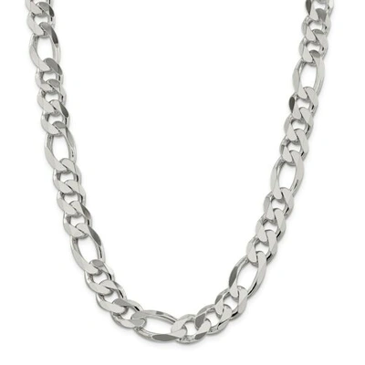 Pre-owned Accessories & Jewelry Sterling Silver Solid 12.75mm Plain Figaro Link Chain W/ Lobster Clasp 20" - 28"