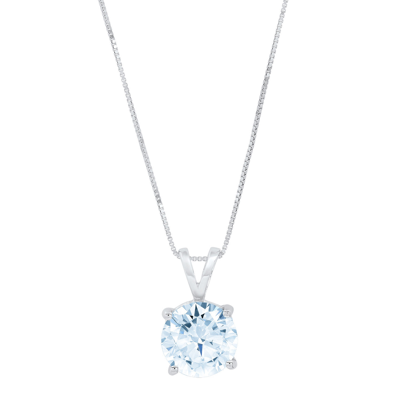 Pre-owned Pucci 3.0 Ct Round Classic Sky Blue Topaz Pendant Necklace 16" Chain 14k White Gold In D