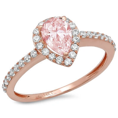 Pre-owned Pucci 1.22 Ct Pear Pink Simulated Promise Bridal Wedding Designer Ring 14k Rose Gold