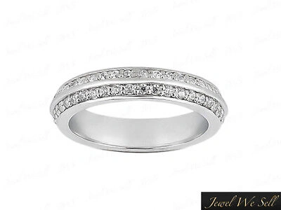 Pre-owned Jewelwesell 0.8ct Round Diamond 2row Knife Edge Eternity Band Ring 14k White Gold Gh I1 Bead