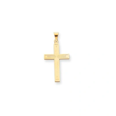 Pre-owned Goldia Unisex 14k Yellow Gold Polish Engraveable Crucifix Cross Religious Charm Pendant
