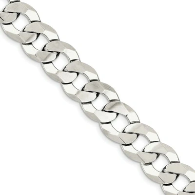 Pre-owned Goldia Sterling Silver Plain 14mm Close Link Flat Curb Bracelet W/ Lobster Clasp 9"