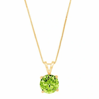 Pre-owned Pucci 3 Round Classic Natural Peridot Pendant Necklace 16" Chain Solid 14k Yellow Gold In Green