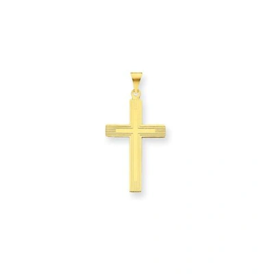 Pre-owned Pricerock 14k Yellow Gold Polished Engraveable Latin Cross Christianity Religious Charm