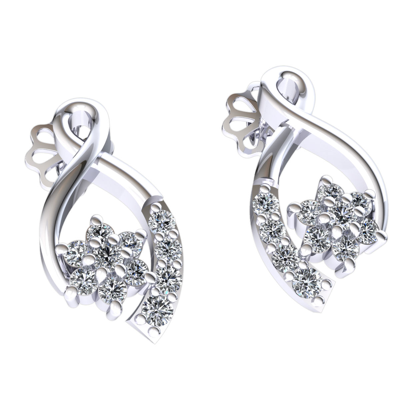 Pre-owned Jewelwesell 0.25carat Genuine Round Cut Diamond Ladies Ribbon Flower Earrings 14k Gold In H