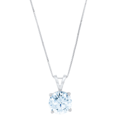 Pre-owned Pucci 3.0 Ct Round Classic Sky Blue Topaz Pendant Necklace 18" Chain 14k White Gold In D