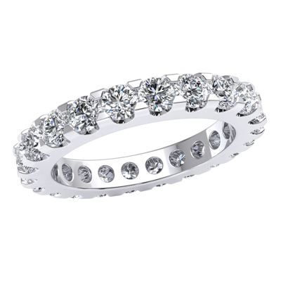 Pre-owned Jewelwesell 2.20ct Genuine Diamond Low Shared U-prong Set Bridal Eternity Band Ring 18k Gold