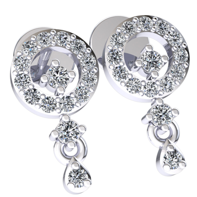 Pre-owned Jewelwesell 0.2ctw Round Brilliant Cut Diamond Ladies Circle Drop Earrings 14k Gold In H