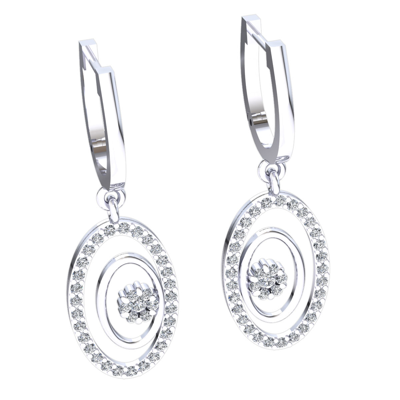 Pre-owned Jewelwesell 0.6ctw Round Cut Not Enhanced Diamond Ladies Halo Dangle Earrings 18k Gold
