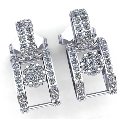 Pre-owned Jewelwesell 1ct Round Brilliant Cut Diamond Ladies Casual Square Fashion Earrings 10k Gold