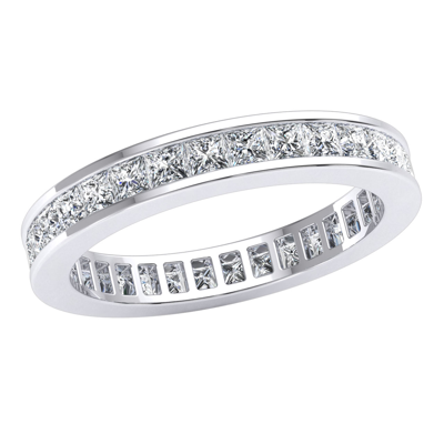 Pre-owned Jewelwesell 1.60ctw Diamond Eternity Wedding Band Ring Princess Classic Channel Set 10k Gold