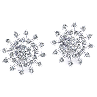 Pre-owned Jewelwesell 1.1carat Genuine Round Cut Diamond Ladies Snowflake Studs Earrings 14k Gold In H