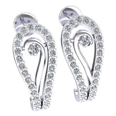 Pre-owned Jewelwesell Genuine 0.40ctw Round Cut Diamond Ladies Occasional Gift Earrings 18k Gold In H