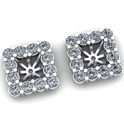 Pre-owned Jewelwesell Genuine 0.33carat Round Cut Diamond Ladies Fancy Square Jacket Earrings 14k Gold In H