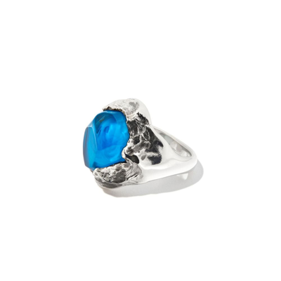 Lyly Erlandsson Sterling Silver Fahrenheit Crystal Signet Ring