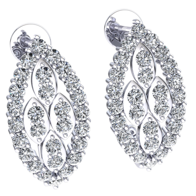 Pre-owned Jewelwesell Genuine 1.5ctw Round Cut Diamond Ladies Marquise Shaped Earrings 14k Gold In H