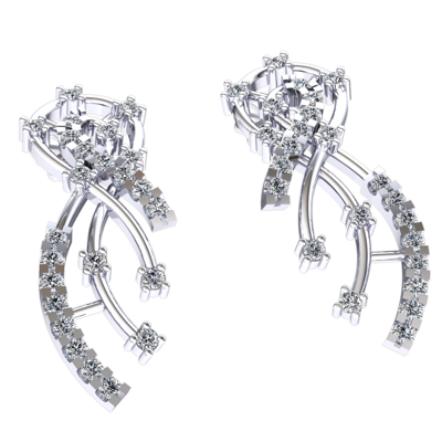 Pre-owned Jewelwesell Natural 0.5ct Round Cut Diamond Ladies Ribbon Pave Earrings Solid 10k Gold