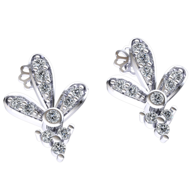 Pre-owned Jewelwesell 0.25carat Genuine Round Cut Diamond Ladies Flower Drop Earrings 18k Gold