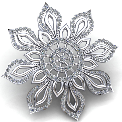 Pre-owned Jewelwesell Genuine 2ct Round Cut Diamond Ladies Fancy Flower Pendant 10k Gold
