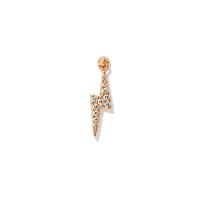 Maria Tash 18k Rose Gold Diamond Lightning Bolt Earring In Pink