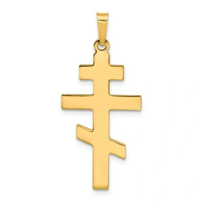 Pre-owned Pricerock 14k Yellow Gold Solid Polished Casted Eastern Orthodox Cross Charm