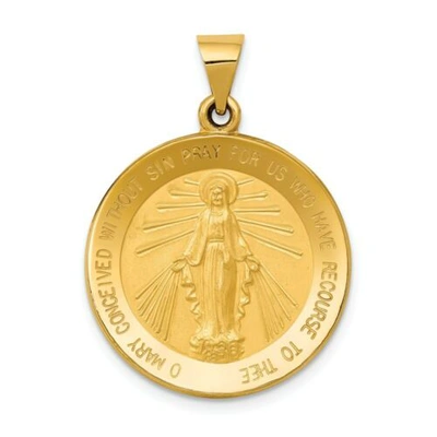 Pre-owned Accessories & Jewelry 14k Yellow Gold Satin Finish & Polished Blessed Mary Miraculous Medal Pendant