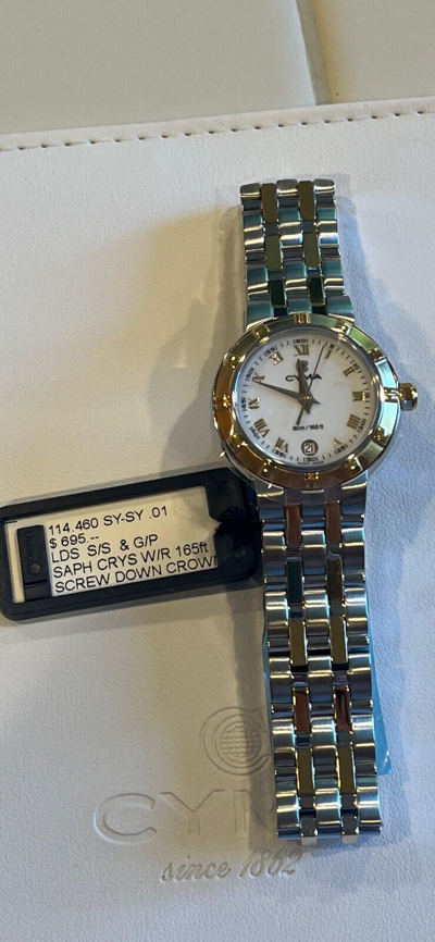Pre-owned Cyma Stainless Steel And Gold Plated Ladies Luxury Quartz Watch