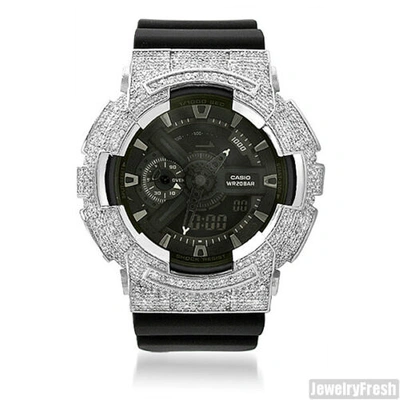 Pre-owned Casio G-shock Silver Custom Iced Out  Ga-110 Mens Watch