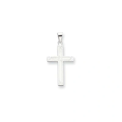 Pre-owned Goldia 14k White Gold Polished Engraveable Latin Cross Christianity Religious Pendant