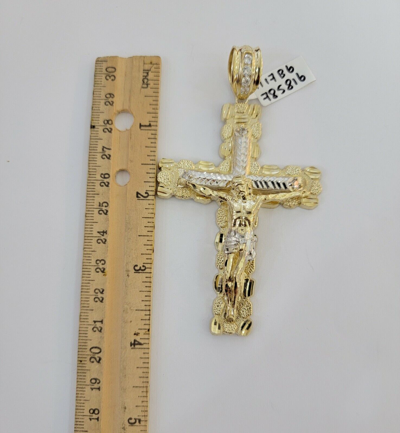 Pre-owned My Elite Jeweler 10k Yellow Gold Cross Pendant Charm Jesus Crucifix 4" 3" 2" 1.5" Men Women, Real