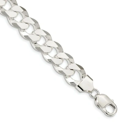 Pre-owned Accessories & Jewelry Sterling Silver Solid 14mm Plain Beveled Curb Bracelet W/ Lobster Clasp 8" - 9"