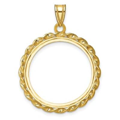 Pre-owned Accessories & Jewelry 14k Yellow Gold Twist Wire Coin Bezel Pendant Prong Mounting Fits Various Coins