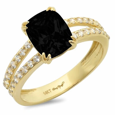 Pre-owned Pucci 3.50 Cushion Natural Onyx Classic Bridal Statement Ring Solid 14k Yellow Gold In D