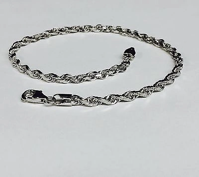 Pre-owned R C I 14k White Gold Solid Diamond Cut Rope Chain Bracelet 7" 2.1 Mm 2.3 Gr In No Stone