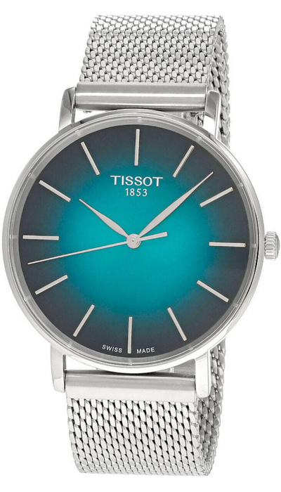 Pre-owned Tissot Everytime 40mm Graded Green-black Dial Ss Men's Watch T143.410.11.091.00