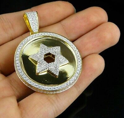 Pre-owned Nsg Men's 4.25ct Round White D/vvs Moissanite Star Of David Charm Pendant 925 Silver