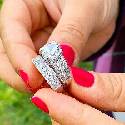 Pre-owned Knr Gia Certified 14k Solid White Gold Round Cut Diamond Engagement Ring 4.50ctw