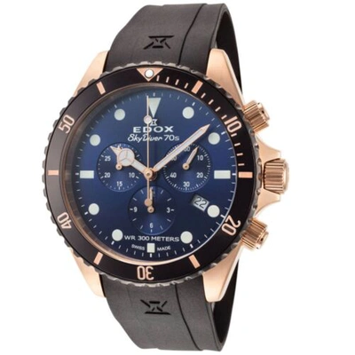 Pre-owned Edox 10238 37rnnca Bui Men's Skydiver Blue Dial Quartz Watch