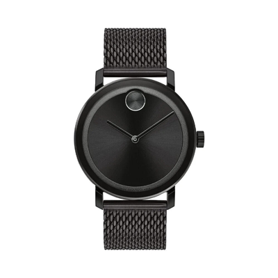 Pre-owned Movado Bold Evolution Black Ion Plated 40mm Watch Mesh Band 3600792
