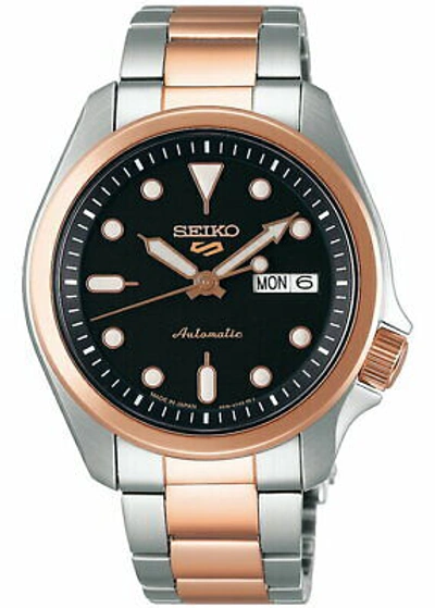 Pre-owned Seiko 5 Sports Sbsa048 Men's Watch Automatic Black Pink Gold Day Date