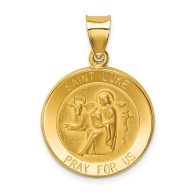 Pre-owned Pricerock 14k Yellow Gold Polished Saint Luke "pray For Us" Religious Medal Pendant